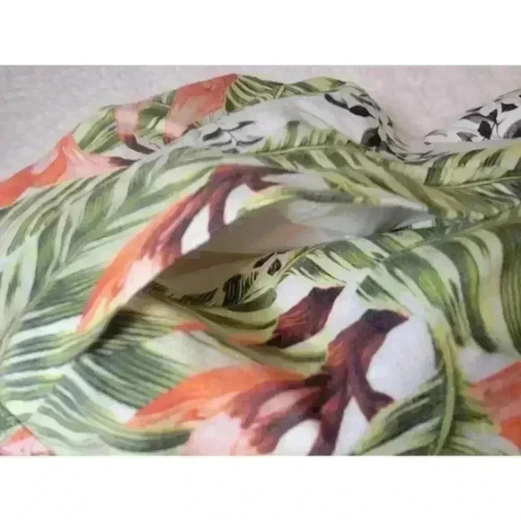 Talbots Linen Skirt Womens 6 Petite Floral Pleated Lined White Red Office Casual - Picture 7 of 15